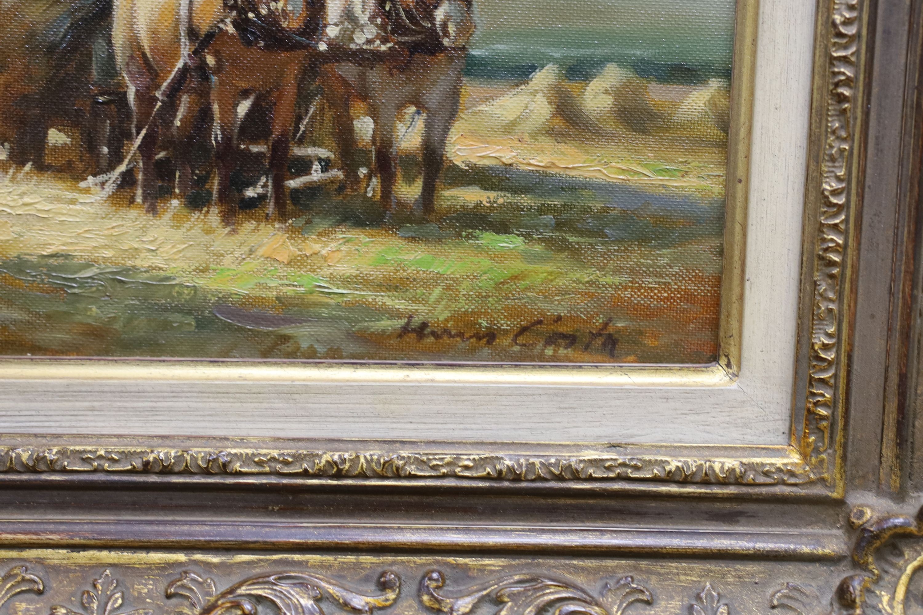 Hans Costa, oil on canvas, Haycart 'Ernte in der Baar', signed, 23 x 28cm.